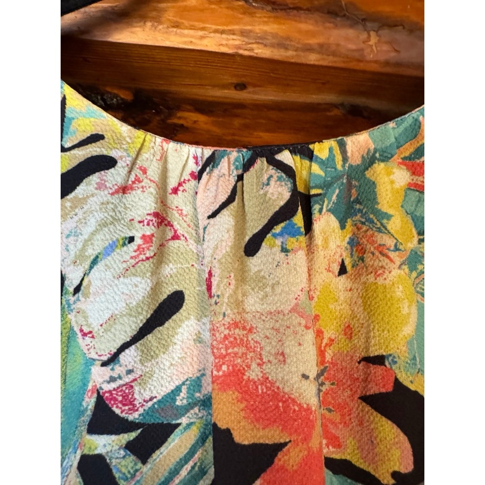 Flying Tomato Floral‎ Print Padded Shoulder Blouse Size Large - Picture 4 of 8
